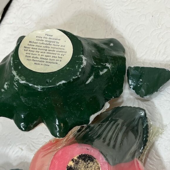 VTG 4 White 1 Pink Magnolia Floating Floral Candles Michael Coffindaffer 5.5"x4" - Picture 11 of 11